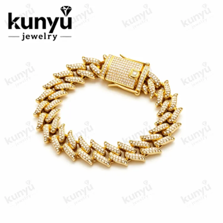 Bracciale cubano placcato in oro