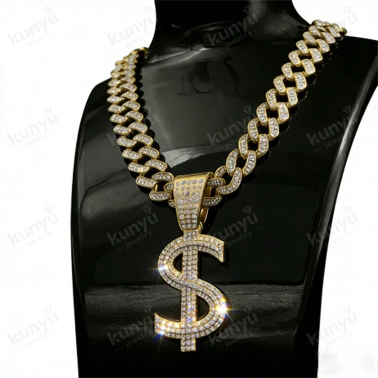 Collana con segno di dollaro hip-hop